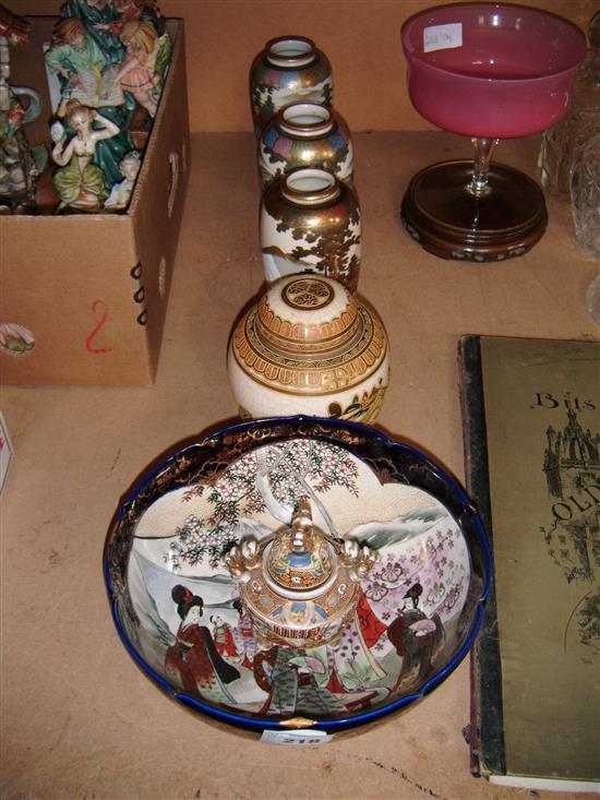 Japanese Satsuma vase etc(-)